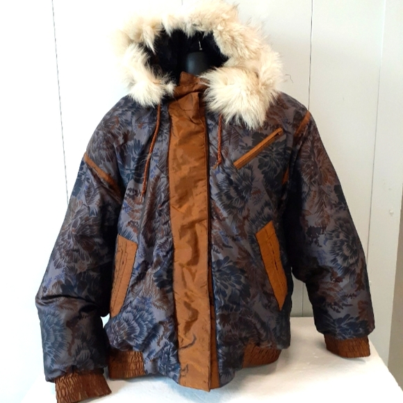 Vintage Outer Gear Duck Down Womens Fur Trim Hooded Winter Jacket Size Medium - Picture 1 of 13